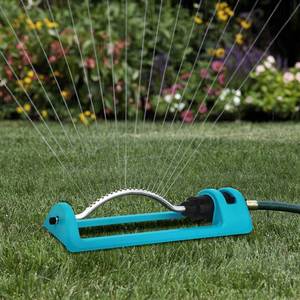 lot 3239 image: Lawn Sprinkler, 18 Brass Nozzles Garden Water Oscillating Sprinkler for Yard Covers up to 3,600 sq.ft, Heavy Weight Base, Built-in Spray Jet Cleaning Needle