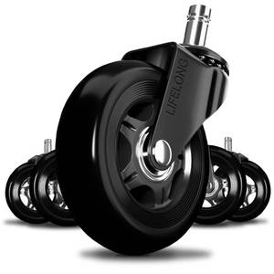 lot 3240 image: Lifelong Office Chair Wheels Replacement Rubber Chairs Casters for Hardwood Floors and Carpet, Set of 5, Heavy Duty Desk Casters for Chairs to Replace Office Chair Mats - Universal Fit