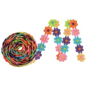 lot 4015 image: Color Lace Trim Daisy Flower Lace Trim Floral Lace Ribbon Sunflower Embroidered Fabric Trim Colorful Trim Decorating for Appliques Sewing Craft DIY, Clothes Decoration(1 inch5 Yard)