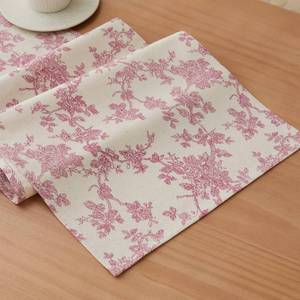 lot 4018 image: YZJZEDS 100% Cotton French Pastoral Table Runners, 13x60 Inch Pink Farmhouse Table Runners 60 Inches Long, Vintage Flowers Print Home Decors
