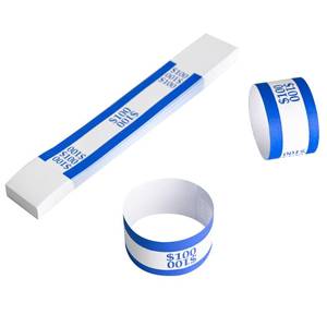 lot 4462 image: L LIKED Pack of 100 Currency Straps Money Bands, Self Sealing Money Bill Wrappers (Blue $100-100 PCS)