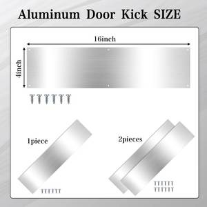 lot 4479 image: 4x16 Inch Aluminum Door Push Plate, 1 Pack Kick Plate for Bottom of Wooden Door, Anti Scratch Door Protector with Rounded Corners, Metal Door Guard Plate for Interior Exterior Doors, Includes Screws