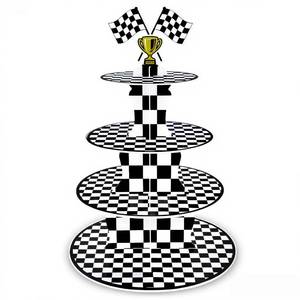 lot 4501 image: AMZWKT 4-Tier Extra Large Race Car Cupcake Stand - Reusable Cardboard Dessert Tower for Racing Theme Cupcake Tower for Cars Birthday Decorations Race Car Party Supplies PRINCESS CASTLE THEMED