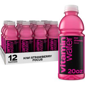 lot 5113 image: vitaminwater Focus Kiwi Strawberry Nutrient Enhanced Flavored Water Beverage, 20 fl oz Bottles, 12 Pack expires June 2226