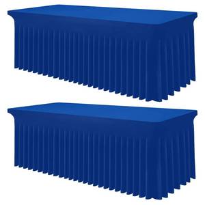 lot 5122 image: Smiry Spandex Tablecloth 2 Pack, Elastic Fitted Stretch Tablecloth for 8FT Rectangle Tables, Waterproof Washable Table Cover Skirt for Outdoor, Wedding, Banquet & Parties (Blue, 96Lx30Wx30H Inch)