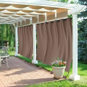 lot 5123 image: RYB HOME Extra Wide Outdoor Curtains Windproof, Blackout Waterproof Privacy Outside Curtains for Patio Pergola Pool Hut Screen Porch Outside Deck, W 105 x L 96 inch, Mocha, 2 Panels