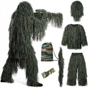 lot 5142 image: Bosvin Ghillie Suit for Kids, Camo Gilly Suit Hunting Clothes  Ideal for Halloween Costume, Turkey Hunting, Trick or Treat, Wildlife Watching, Airsoft Gear, Paintball size L