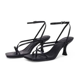 lot 5151 image: PiePieBuy Womens Lace Up Heeled Sandals Square Flip Flop High Heels Strappy Party Shoes size 7.5