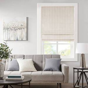 lot 5156 image: 27x64 Paxton Basketweave Room Darkening Cordless Roman Shade Ivory - Madison Park Indoor Window Blinds, OEKO-TEX Certified