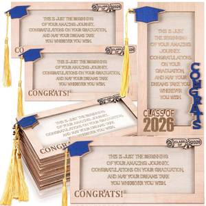 lot 6328 image: 6 Pcs Blue Graduation Money Holder Class of 2026 Graduation Cash Gift Wooden Congrats Money Card Holder 2026 Gift Idea for Graduate Senior High School College Party Supplies