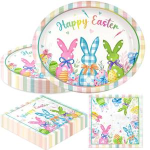 lot 6336 image: Lenyunge Easter Plates and Napkins,Oval Easter Paper Plates and Napkins 100pcs Oval Bunny Plate and Napkin for easter Party Supplies,Serves 50