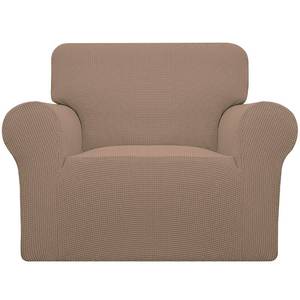 lot 6365 image: Easy-Going Stretch Oversized Chair Sofa Slipcover 1-Piece Couch Sofa Cover Furniture Protector Soft with Elastic Bottom for Kids Spandex Jacquard Fabric Small Checks Camel