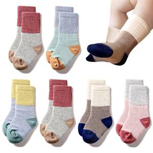 lot 6378 image: TTIZZY Toddler Baby Boys Girls Socks - Cotton Crew Socks for Baby(Yellow, Size 1-2T)