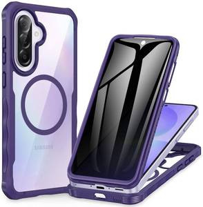 lot 6393 image: CENHUFO Privacy Case for Samsung Galaxy A37 5G  A36 5G  A56 5G, Full Body Phone Case with Built-in 9H Tempered Glass Privacy Screen Protector, Shockproof Magnetic Protective Anti Spy Cover -Purple
