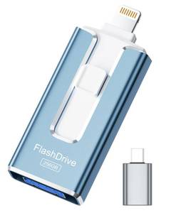 lot 6403 image: MFi Certified Flash Drive for iPhone iPad 256GB, USB Memory Stick Thumb Drive for iPhoneiPadAndroidPC (Light Blue)