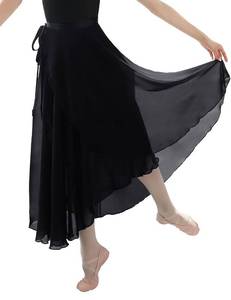 lot 6407 image: Lovdaswi Ballet Wrap Skirt Women Chiffon Long Sheer Dance Skirts with Tie Waist