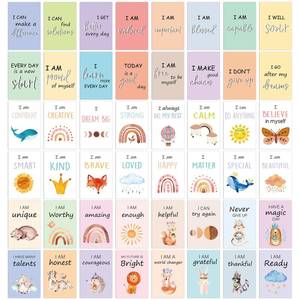lot 6409 image: Leinuosen 48 Pcs Affirmation Cards for Kids Daily Positive Affirmation Cards Teens Toddlers Motivational Meditation Inspirational Encouragement Phrase Gifts for Girls Boys Self Esteem and Reward