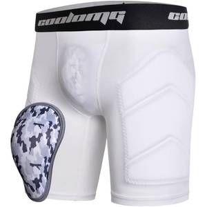 lot 6431 image: COOLOMG Youth Boys Baseball Sliding Shorts with Soft Athletic Cup White L
