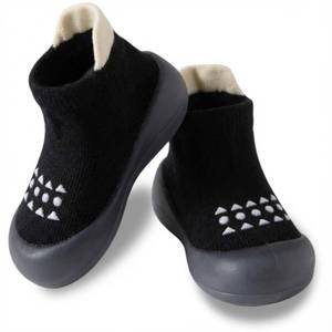 lot 6435 image: Hstyle Baby Sock Shoes Toddler Walking Shoes Infant Non-Slip Slippers Soft Rubber Sole Sneakers for Baby Boys Girls 18-24 Months Black
