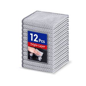 lot 6438 image: 12 PCS 3-Layer Non-Scratch Wire Dishcloths, Reusable Quick-Dry Metal Dishwashing Rags for Wet and Dry Use, Multipurpose Cleaning Cloths for Dishes, Pots, Pans, Sinks and Stove Tops, 7.87 x 7.87 in