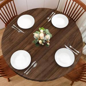 lot 6458 image: BOOWEATS Wood Grain 48 Inch Round Fitted Cloth Tablecloth with Elastic Edged, Waterproof Oil Proof Wipeable Table Cover for Indoor Outdoor Patio Table, Fits Round Tables Up to 46 - 50 Diameter