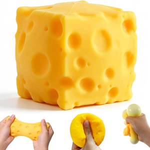 lot 6461 image: Cheese Squishy,Soft Squishy Cheese Block Squeeze Fidget Toy, Mini Stress Relief Sensory Toy - Fidget Novelty Toy and Gift for Kids and Adults