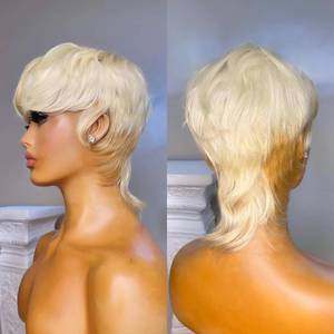 lot 6464 image: MGOKEMAY Short Pixie Cut Wig for Women Layered Blonde #613 with #30 Light Brown Synthetic Wig None Lace Frontal Mullet Wigs High-light Colored Throw On and Go Wigs