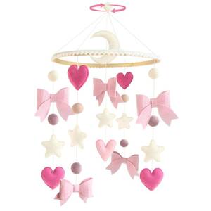 lot 6467 image: Teeloray Baby Mobile for Crib Pink Bow Baby Crib Mobile for Girls Handmade Coquette Bow Nursery Decor for Infant Bedroom Hanging Pink Girls Room Decor for Bassinet Gender Reveal Newborn Gifts