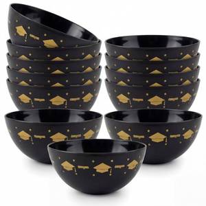 lot 6469 image: Potchen Large Graduation Candy Bowl 24oz Black Plastic Snack Bowls Serving Dishes Gift for Class of 2026 Grad Table Centerpiece Congrats Grad Party Favors Decoration(12 Pieces,Graduation)
