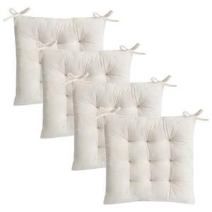 lot 9354 image: MissSoul Set of 4 Chair Cushions for Dining Chairs with Ties, Indoor Non-Slip Kitchen Chair Pad and Dining Room Seat Cushion Mat for Office Living Room Outdoor 15.5 - Ivory