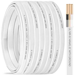 lot 9362 image: 100ft NM-B 142 Wire with Ground,142 Electrical Wire 14 Gauge 2 Conductor 14 AWG Copper Solid Indoor 142 WG NMB Cable Nonmetallic Sheathed with Ground,Residential Electric Wiring for Switch,Outlet