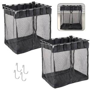 lot 9365 image: Froidesente 2 Packs Large Mesh Slatwall Baskets, 16�16�12 Inch Slat Wall Mesh Storage Baskets with 4 Hooks, 13.3 Gallon Hanging Slatwall Bins for Shop Garage Gym Display Panel Accessories (Black)