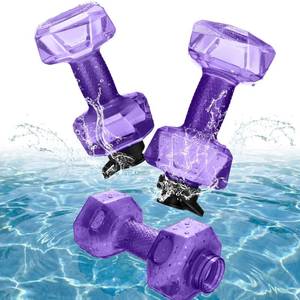 lot 9374 image: Soulchen 2 Pcs PE Water Weights for Pool Exercise, Water Filled Dumbbells with Non-Slip Handle, Adjustable Pool Dumbbell Aerobics for Aerobics Weight Loss Aqua Therapy Pools Fitness(Purple)