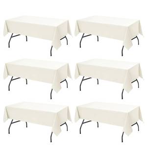 lot 9382 image: Dailyset 6-Pack Ivory Tablecloths for Rectangle Tables, 60 x 102 Inches, Stain-Resistant Polyester Fabric for 6 Foot Tables - Washable Table Covers for Weddings, Banquets, Birthday, Parties, Events