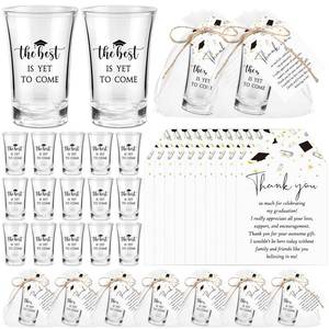 lot 9395 image: Roshtia 25 Set Graduation Party Favors for Guests, Class of 2026 Acrylic Shot Glasses with Thank You Cards and Organza Bags, High School & College Grad Celebration Party Souvenirs(Black)
