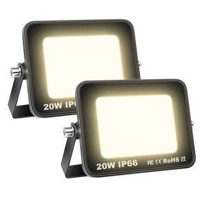 lot 10008 image: SKYWORLD 2 Pack LED Flood Lights Outdoor, 20W 2000LM LED Security Flood Light, 4000K Daylight Warm White IP66 Waterproof Lighting Outside for Garden Yard Garages Patio Billboard Playground Stadium