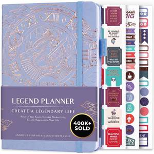 lot 10033 image: Legend Undated Weekly Planner �� Goal Planner Journal & Organizer Notebook �� Agenda Book with Monthly Calendar & To-Do List, A5 (Periwinkle, Gold)