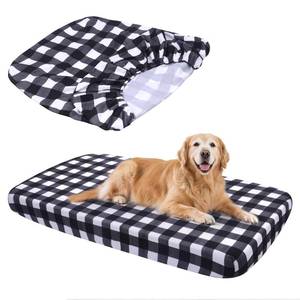lot 10041 image: Hoopttay Replacement Dog Bed Covers Elastic Edged Washable Pet Bed Protector with Black Lattice Pattern Design for Medium & Large Pet Beds, Cover Only (Black Lattice, 52.0 L x 28.0 W x 5.0 Th)