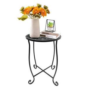 lot 10054 image: Fashion&cool Side Tables for Small Space, Metal Outdoor Indoor Round Side Table, Small End Table Pool Chair Side Table for Patio Yard Porch Balcony Garden Bedside Plant Stand