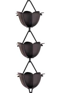lot 10055 image: Monarch Rain Chains Aluminum Lotus Black Rain Chains for Gutters �� 3 ft Extension Black Decorative Rainchain Outdoor Durable Heavy Duty Gutter Chain Downspout, Modern Rainchains for Outside