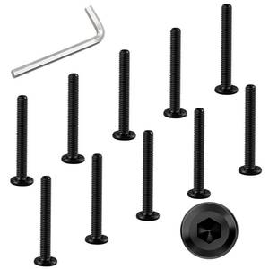 lot 10493 image: WYLWLS M6 x 50mm Bolt, 10 Pcs Per Set with 1 Hex Spanner, Flat Head Hex Socket Cap Bolts, Alloy Steel Black Oxide Full Thread, for Furniture, Shelves, Crib, Tables and Chairs Assembly (50 mm)