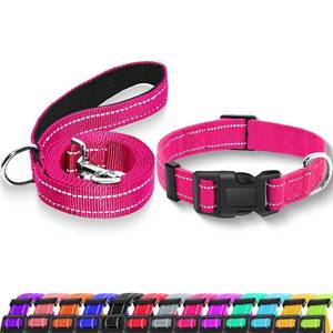 lot 10496 image: Maiiu Reflective Dog Collar with Locking Buckle, Adjustable Soft Breathable Nylon Collars for Small, Medium and Large Dogs(CollarLeash S Width 34 Hotpink)