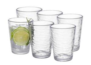 lot 11105 image: MARCUS HOME KLIFA- RIPPLE- 16 ounce, Set of 6, Acrylic Tumbler Drinking Glasses Cups, BPA-Free, Stackable Plastic Drinkware, Dishwasher Safe, Clear