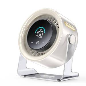 lot 11113 image: Coolhill USB Desk Fan for Bedroom 100 Speeds Digital Display Quiet Table Fan with Turbo Airflow, 120° Rotating Small Rechargeable Battery Desktop Fans for Bedroom Home Office (White) (Slight Use)