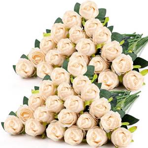 lot 11116 image: Hotop 40 Pcs Rose Artificial Flowers Bulk with Long Stem,Realistic Silk Fake Roses Bouquet for Home Wedding Centerpieces Party Table Decoration Valentines Gifts(Cream) (Only 20)