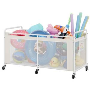 lot 11117 image: GRANNY SAYS Pool Float Storage Organizer, 290-Gallon Large Pool Storage Bin,35 Pool Toy Storage Cart with Wheels for Floats,Toys and Balls,Mesh Poolside Storage Holder for Swimming Pool,Beige (Slightly Used )
