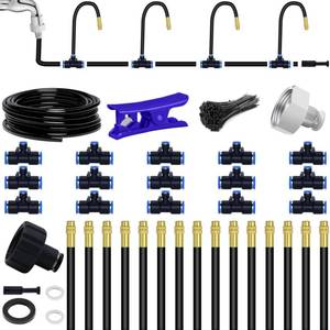 lot 11120 image: 49.21Ft Drip Irrigation System, 360° Bendable Drip Irrigation Kit Automatic Irrigation System for Garden, Adjustable Garden Watering Misting System for Greenhouse, Yard, Lawn, Plant (Used)