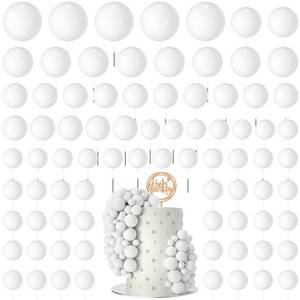 lot 11126 image: NACHLYNN 80 Pcs Cake Balls Decorations Mini Balloon Cake Topper Balls Foam Cupcake Toppers Balls for Cake Decorating Birthday Parties Weddings Anniversary (White)