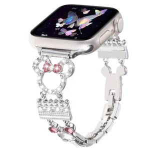 lot 12059 image: Bling Bracelet Band Compatible with Apple Watch Bands for Women 46mm 40mm 41mm 38mm 44mm 45mm 42mm 49mm, Cute Cartoon Dressy Jewelry Charm Metal Strap for iWatch Ultra 2 Series 10987654321SE (38mm40mm41mm, Cartoon Silver)