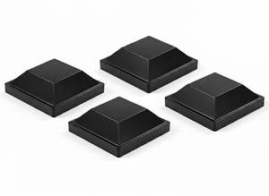 lot 12067 image: Aluminium Fence Post Caps for True 4 x 4 Fence Posts, Aluminum, Metal,Wood,Mailbox Posts, Pyramid Post Cap Cover Pressure Fit- Black (4Pcs)